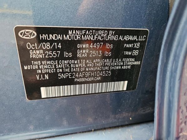 2015 HYUNDAI SONATA SE, ECO — VINS