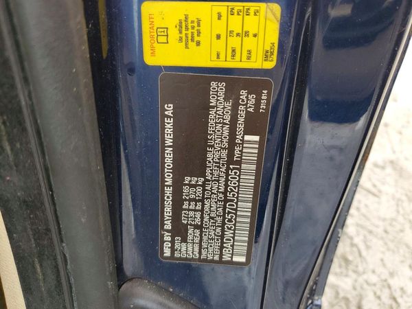 2013 BMW 3 SERIES — VINS
