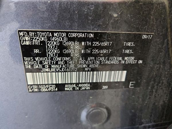 2018 TOYOTA RAV4 LE Plus/XLE — VINS