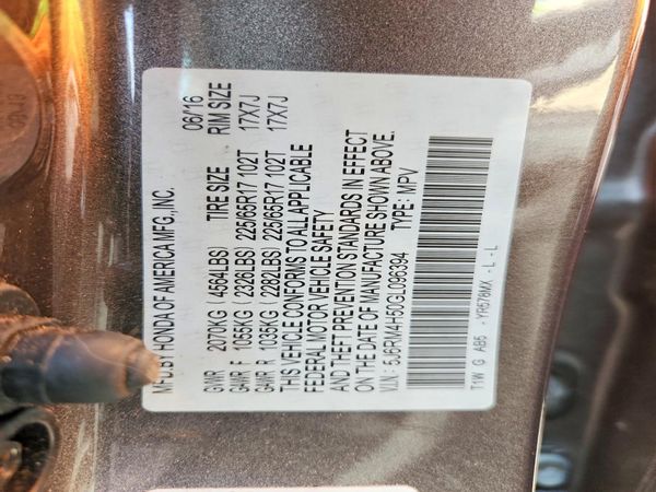 2016 HONDA CRV EX — VINS