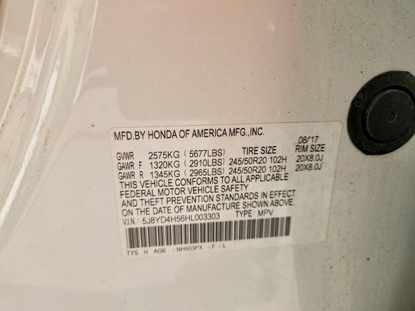 2017 ACURA MDX — VINS