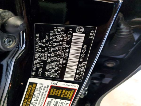 2015 TOYOTA CAMRY — VINS