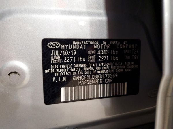2019 HYUNDAI IONIQ — VINS