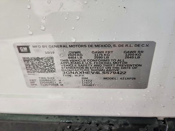 2020 CHEVROLET EQUINOX LS — VINS
