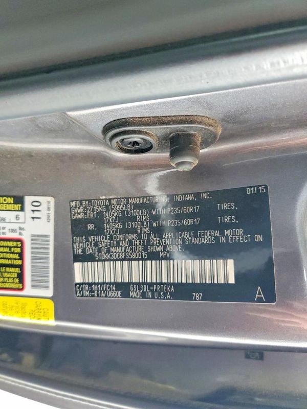 2015 TOYOTA SIENNA — VINS