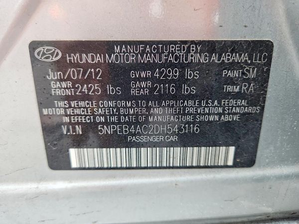 2013 HYUNDAI SONATA GLS/ GLS Popular — VINS