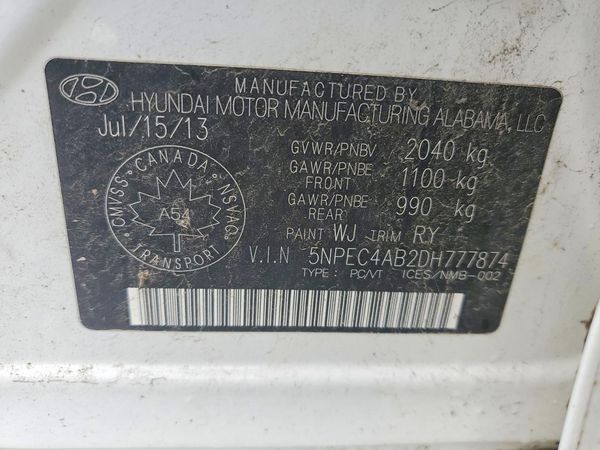 2013 HYUNDAI SONATA — VINS