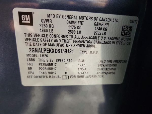 2013 CHEVROLET EQUINOX 2LT — VINS