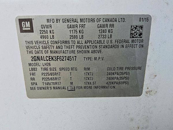 2015 CHEVROLET EQUINOX 2LT — VINS