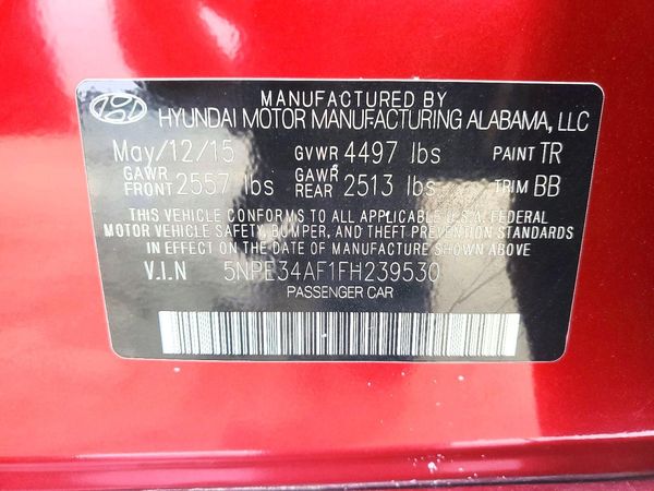 2015 HYUNDAI SONATA — VINS