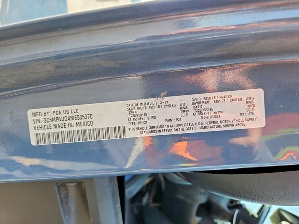2021 RAM PROMASTER 3500 — VINS