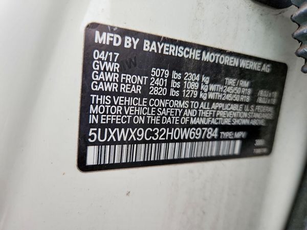 2017 BMW X3 xDrive28i — VINS