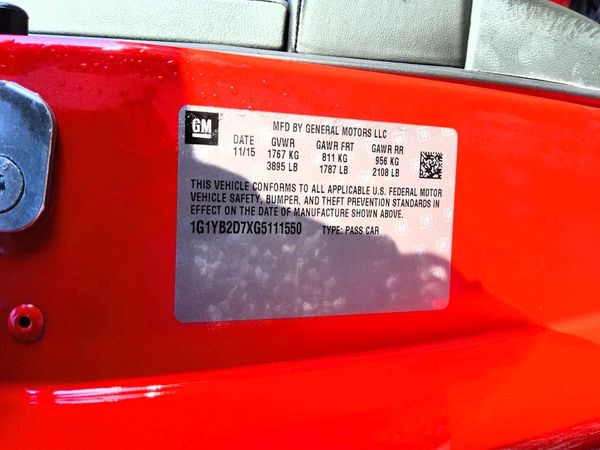 2016 CHEVROLET CORVETTE Standard 1LT — VINS