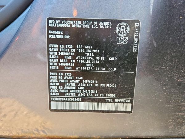 2018 VOLKSWAGEN ATLAS 4Motion SEL — VINS