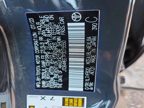 2023 TOYOTA COROLLA L, LE, SE, XLE — VINS