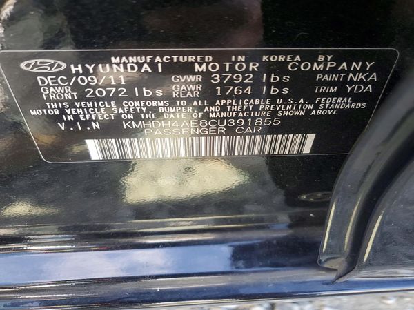2012 HYUNDAI ELANTRA GLS(Middle grade) — VINS