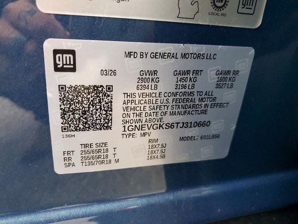 2026 CHEVROLET TRAVERSE LT — VINS