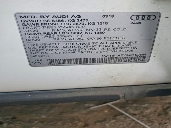 2018 AUDI Q5 quattro Premium Plus — VINS