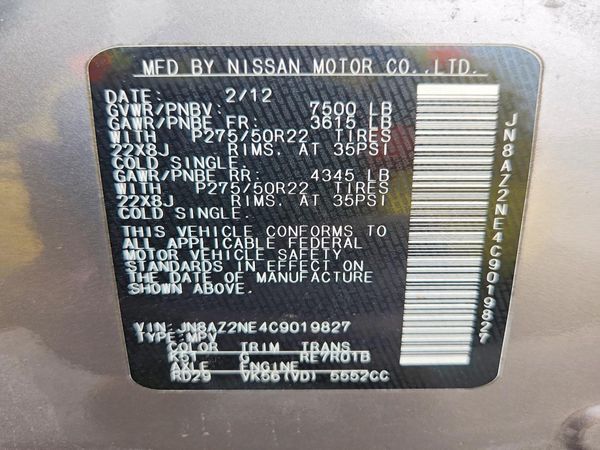 2012 INFINITI QX56 — VINS