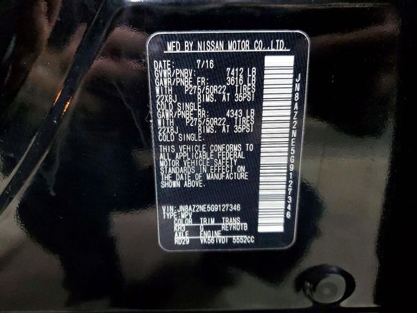 2016 INFINITI QX80 — VINS