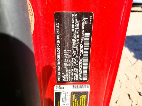2012 MINI COOPER — VINS