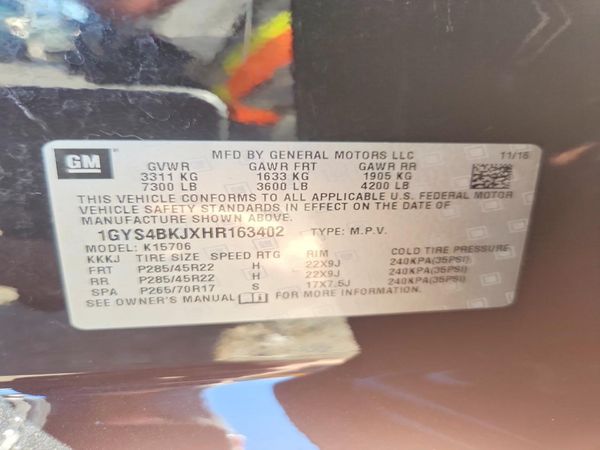 2017 CADILLAC ESCALADE Luxury — VINS
