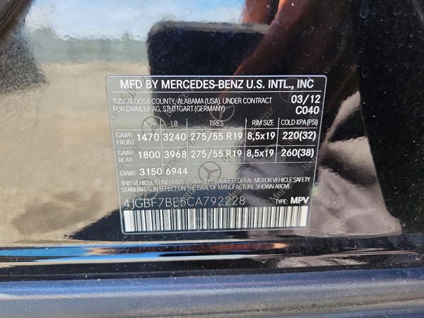 2012 MERCEDES-BENZ GL GL450 4-MATIC — VINS