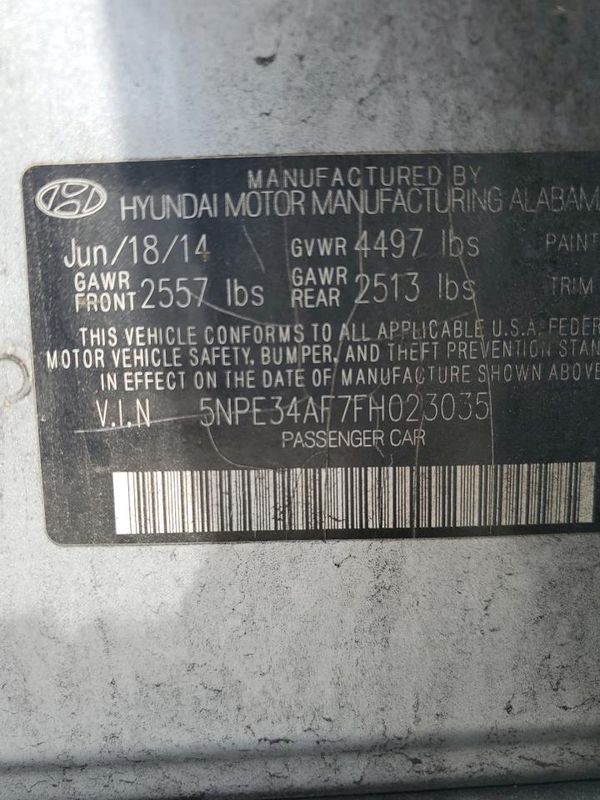 2015 HYUNDAI SONATA — VINS