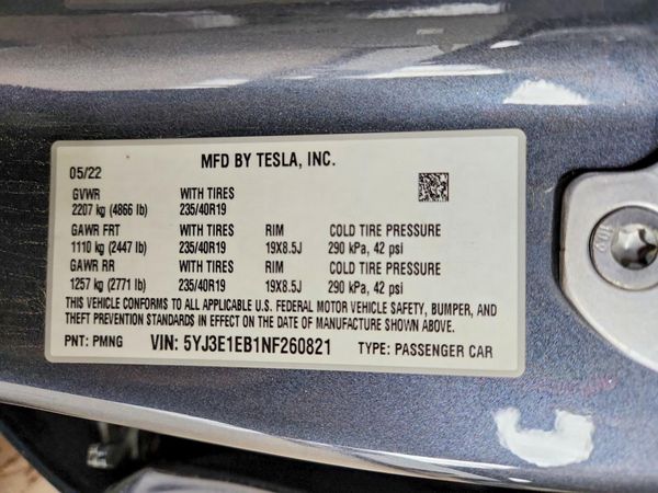 2022 TESLA MODEL 3 — VINS