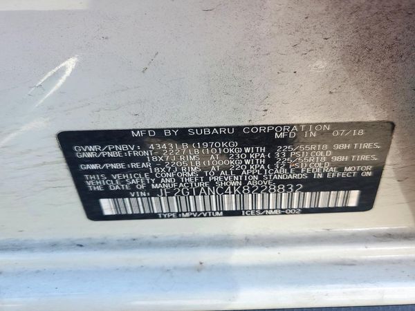 2019 SUBARU CROSSTREK Limited+ES+BSD+NAVI — VINS