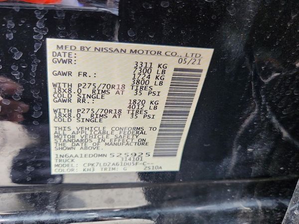 2021 NISSAN TITAN Crew Cab — VINS