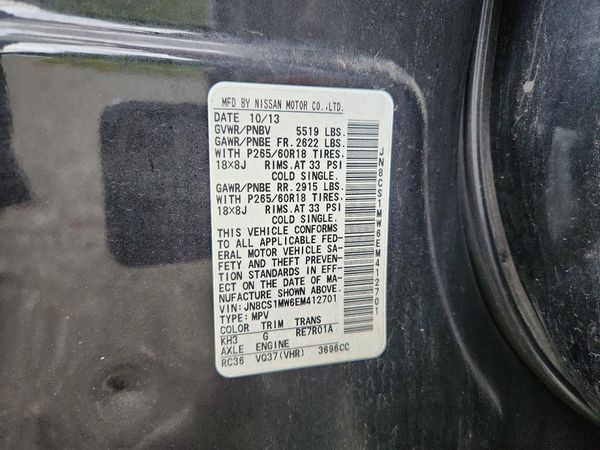 2014 INFINITI QX70 — VINS