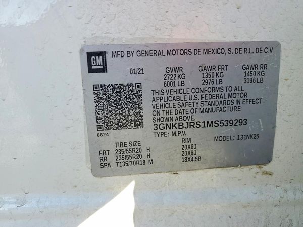2021 CHEVROLET BLAZER 3LT — VINS
