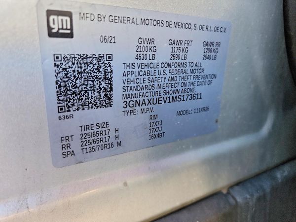 2021 CHEVROLET EQUINOX LT (1LT) — VINS