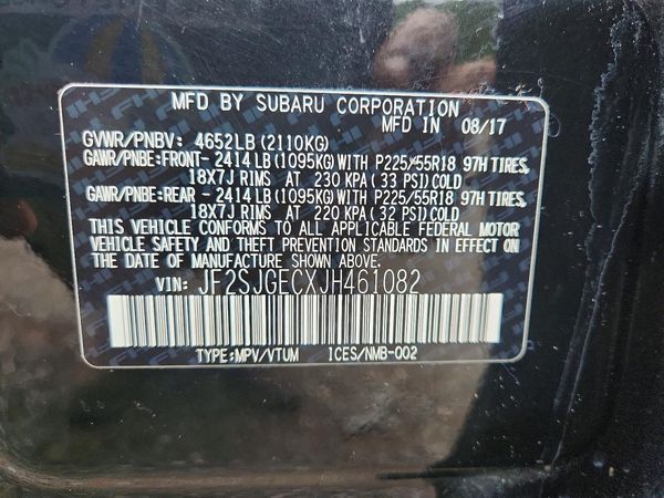 2018 SUBARU FORESTER Premium+CWP — VINS