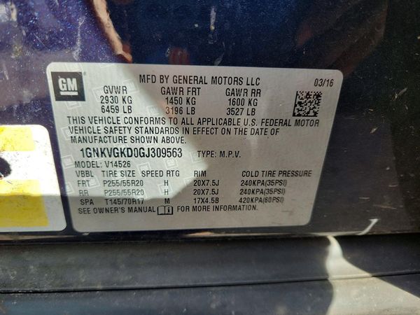 2016 CHEVROLET TRAVERSE 1LT — VINS