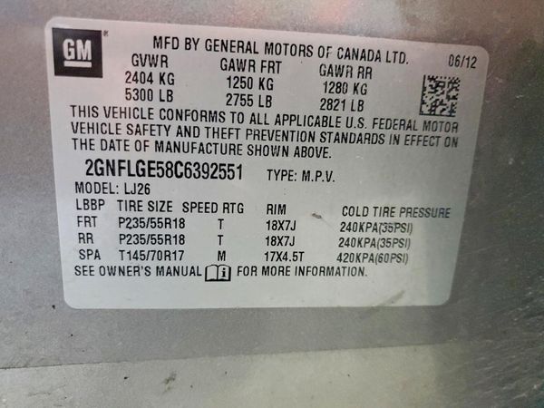2012 CHEVROLET EQUINOX LTZ — VINS