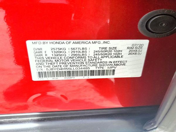2020 ACURA MDX SH-AWD TECH 7P — VINS