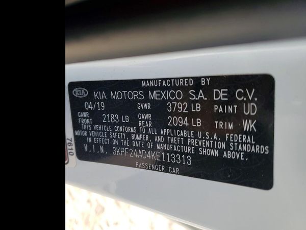 2019 KIA FORTE FE/LX/LXS — VINS