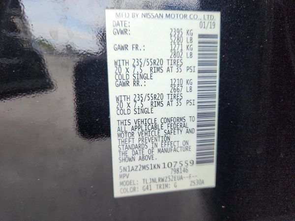 2019 NISSAN MURANO — VINS