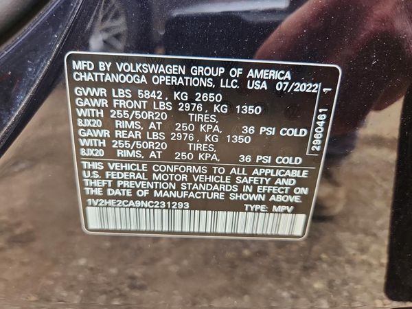 2022 VOLKSWAGEN ATLAS CROSS SPORT 4Motion SE w/ Tech — VINS
