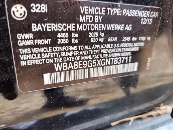 2016 BMW 328 SA — VINS