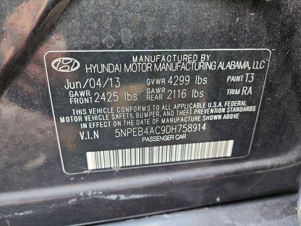 2013 HYUNDAI SONATA GLS/ GLS Popular — VINS