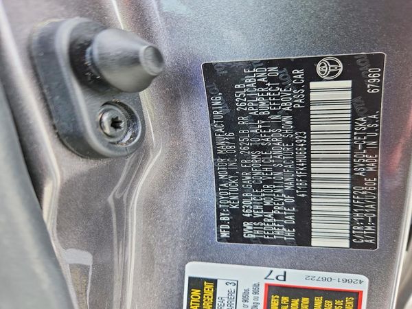 2017 TOYOTA CAMRY LE/SE/XLE/XSE — VINS