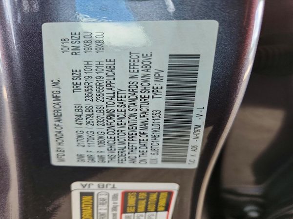 2019 ACURA RDX TECH — VINS