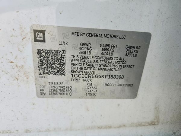 2019 CHEVROLET SILVERADO Work Truck/Fleet/Base — VINS