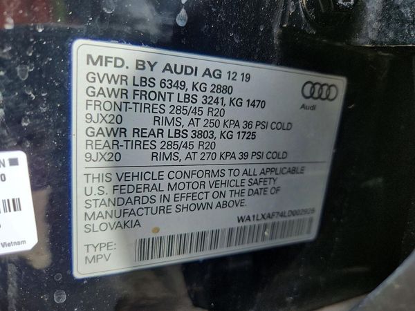 2020 AUDI Q7 quattro Premium Plus — VINS