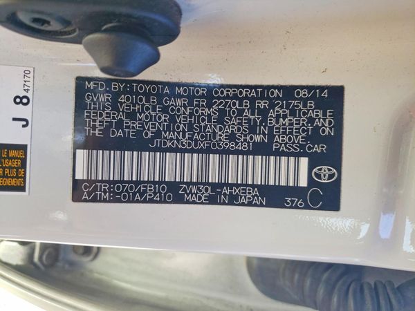 2015 TOYOTA PRIUS — VINS