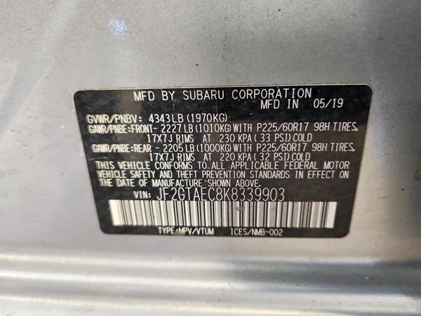 2019 SUBARU CROSSTREK — VINS