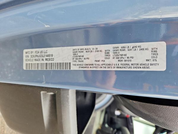 2020 RAM PROMASTER 3500 VF — VINS